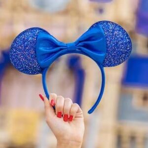 Disney Blue Glitter Minnie Mouse Ears Headband- Wishes Come True Blue Collection